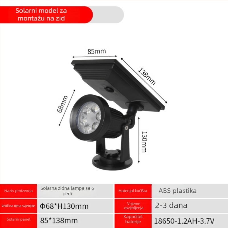Solarni vanjski reflektor visoke svjetline, vodootporan LED za travnjak i krajolik, dvorište, ugradnja u zemlju