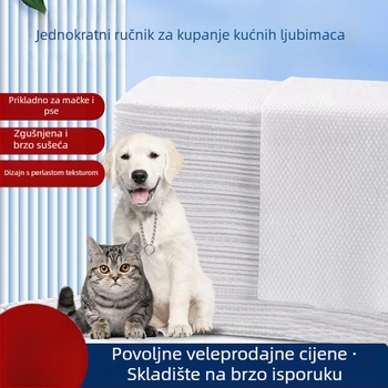 Jednokratne ručnike za kućne ljubimce, debeli ručnici za kupanje, univerzalni za mačke i pse, za salone ljepote; materijal: vlakna drvene pulpe; kapok; upijanje: 0–5 s