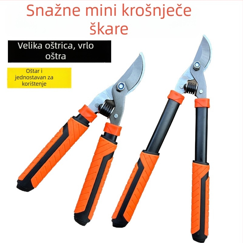 GRANPA škare za podrezivanje grana – nože od mangan čelika, 0.9 kg, držač od čelične cijevi/aluminijskog legura, kompaktni vrtni alat
