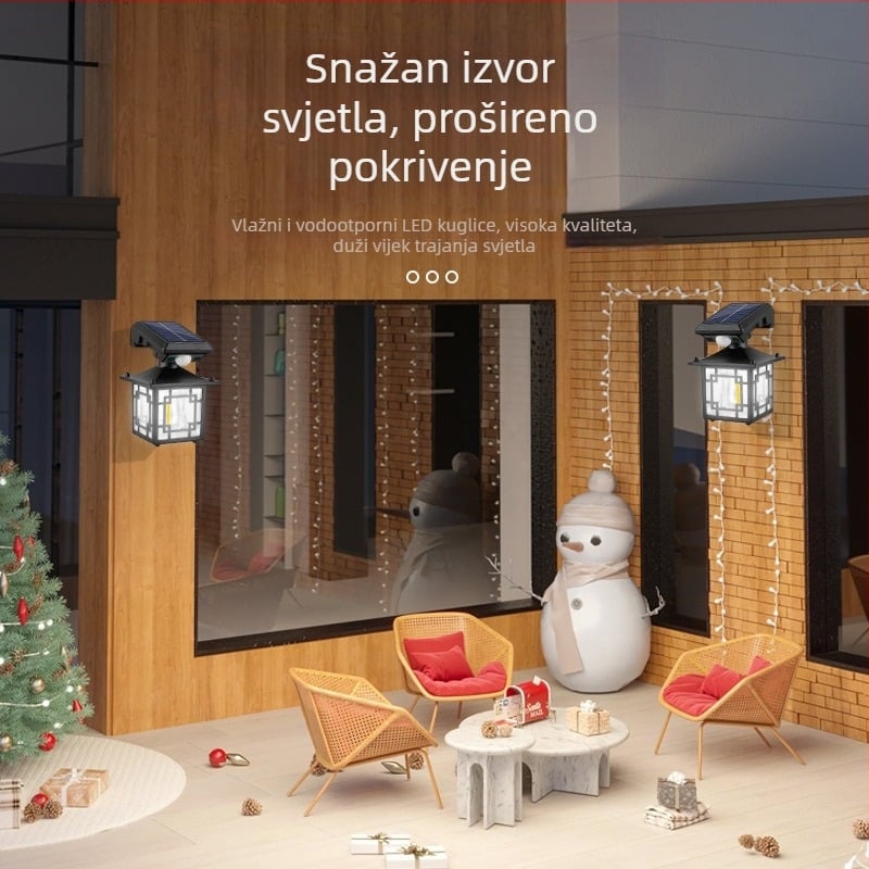 Vanjska solarna zidna svjetiljka s rotirajućom glavom, IP65 vodootporna, senzor pokreta, LED 3W, 3.7V