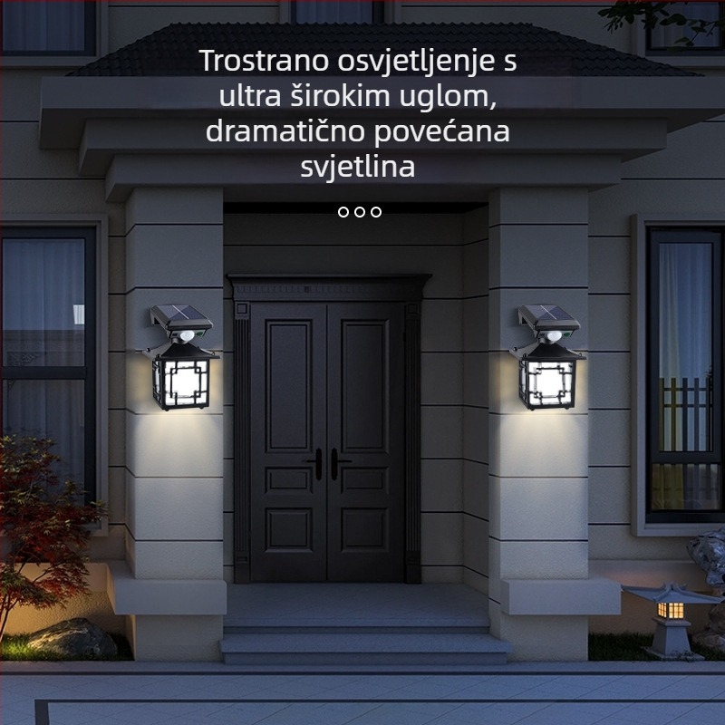 Vanjska solarna zidna svjetiljka s rotirajućom glavom, IP65 vodootporna, senzor pokreta, LED 3W, 3.7V