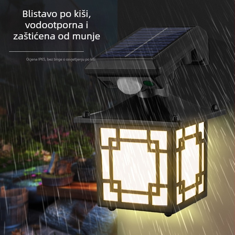 Vanjska solarna zidna svjetiljka s rotirajućom glavom, IP65 vodootporna, senzor pokreta, LED 3W, 3.7V