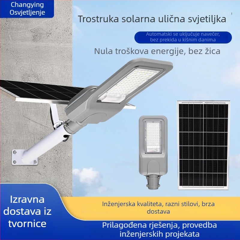Solarna vanjska zidna svjetiljka, model Bright Moon, IP65, solarni izvor, daljinsko upravljanje, kućište od lijevane aluminijske legure