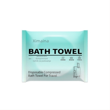 Kompresirani ručnik za kupanje, jednokratni, od 100% viskozne vlakne, personalizacija loga, obrada uz dizajne, uzorci i materijali, apsorpcija 0–5 s, pogodna za hotele i putovanja