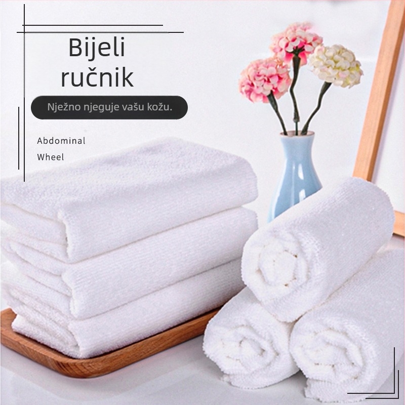 Jednokratni bijeli hotelski ručnik od mikrovlakana s logotipom