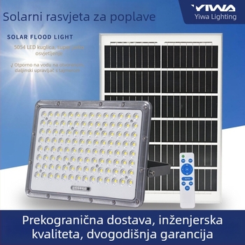 Solarni LED reflektor za vanjsku upotrebu s detekcijom pokreta, IP65, kućište od liti aluminija, LED 100W, Snow Wolf II Gen