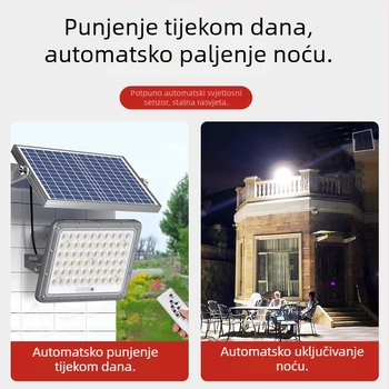 Solarni LED reflektor za vanjsku upotrebu s detekcijom pokreta, IP65, kućište od liti aluminija, LED 100W, Snow Wolf II Gen
