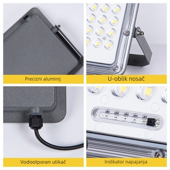 Solarni LED reflektor za vanjsku upotrebu s detekcijom pokreta, IP65, kućište od liti aluminija, LED 100W, Snow Wolf II Gen