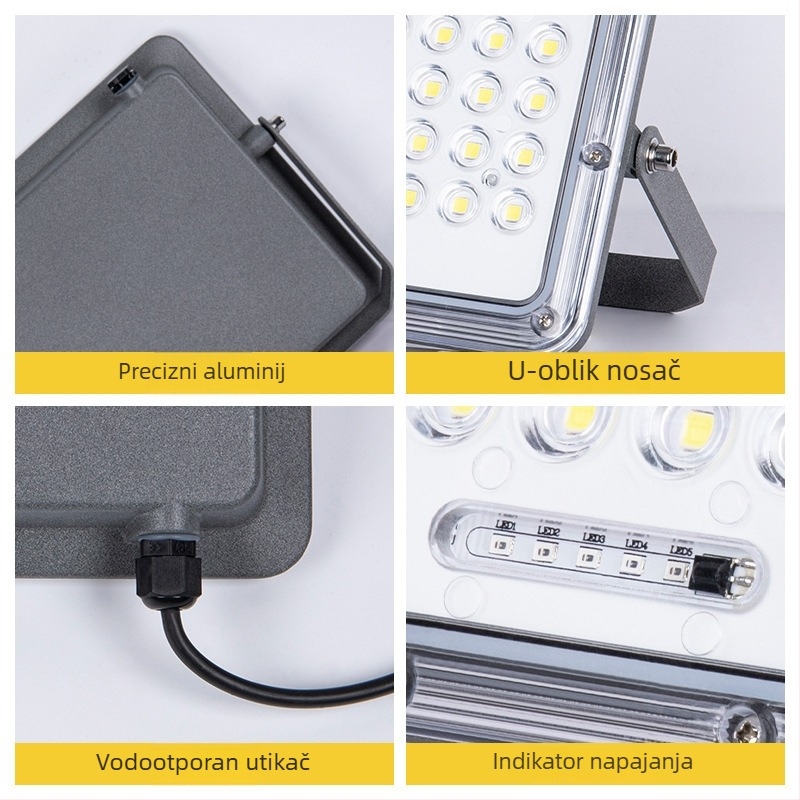 Solarni LED reflektor za vanjsku upotrebu s detekcijom pokreta, IP65, kućište od liti aluminija, LED 100W, Snow Wolf II Gen