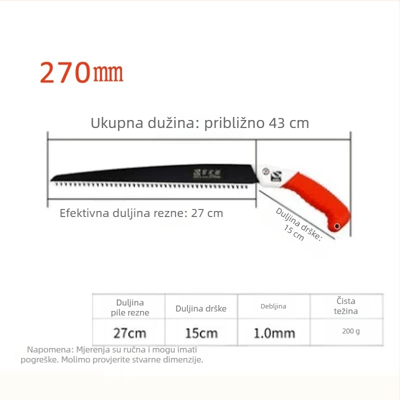 Pila za podrezivanje od legure mangana – alat za rezanje drva za vrt i šumarstvo