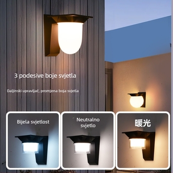 Solarna vanjska zidna svjetiljka u stilu Novog kineskog stila, IP43, zidna montaža, daljinsko upravljanje, 180° snop svjetla, pogodna za dvorište i vrata.