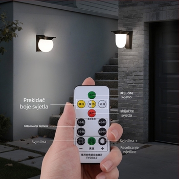 Solarna vanjska zidna svjetiljka u stilu Novog kineskog stila, IP43, zidna montaža, daljinsko upravljanje, 180° snop svjetla, pogodna za dvorište i vrata.