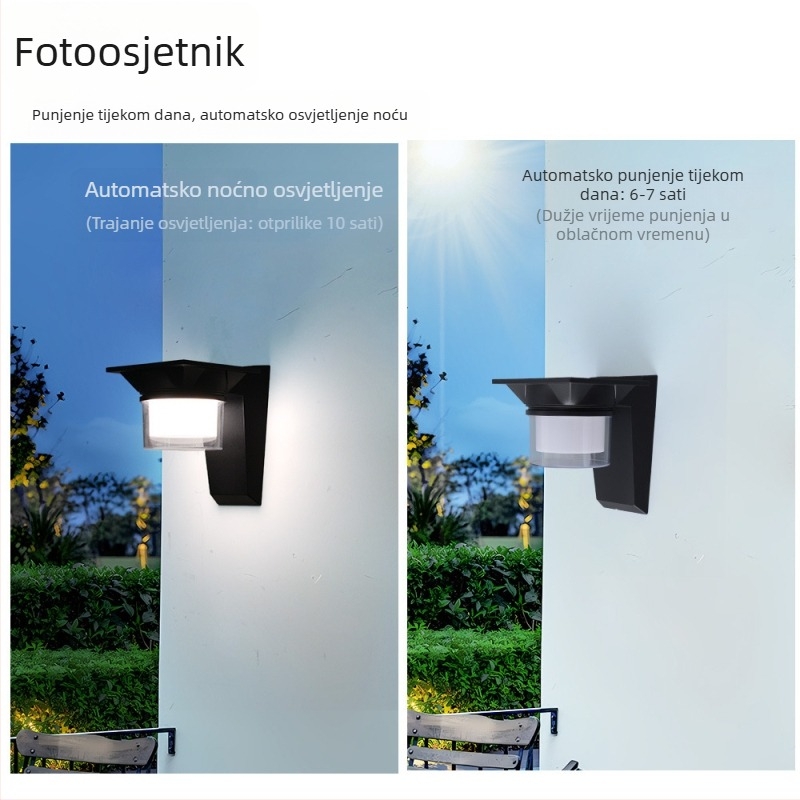 Solarna vanjska zidna svjetiljka u stilu Novog kineskog stila, IP43, zidna montaža, daljinsko upravljanje, 180° snop svjetla, pogodna za dvorište i vrata.