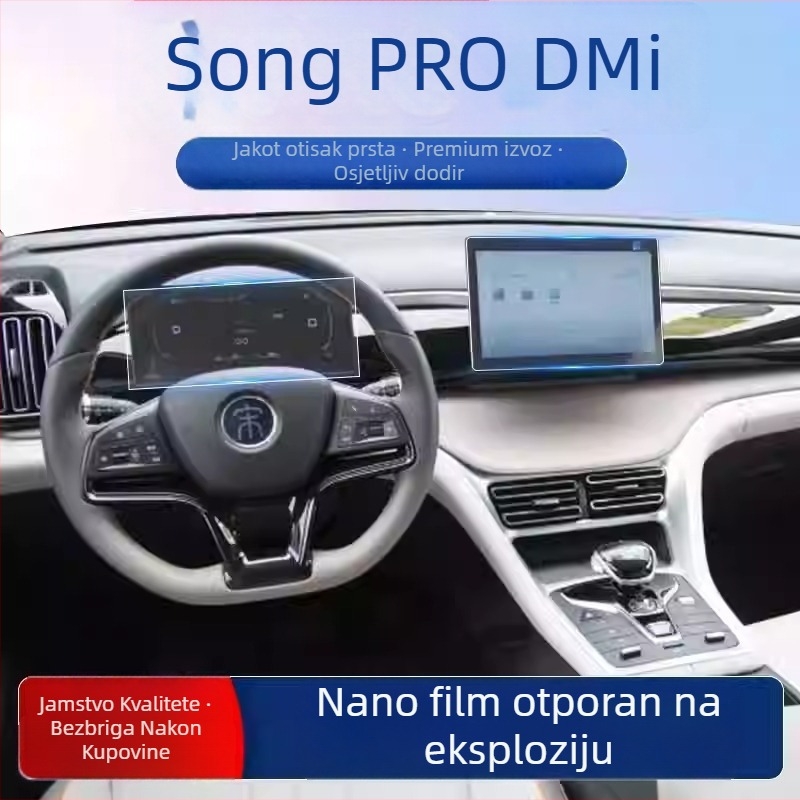 Zaštitno folija za navigacijski zaslon BYD Song PRO DMI, nano film, kaljeno, otporan na otiske prstiju, ogrebotine, toplotno otporno
