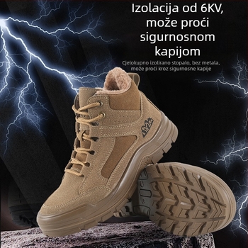 Zimske sigurnosne cipele za muškarce, visoko gornji dio, s fleec vrećom, izolacija 6KV, zaštita prstiju od plastično-čeličnog materijala, otpornost na udarce i proboj