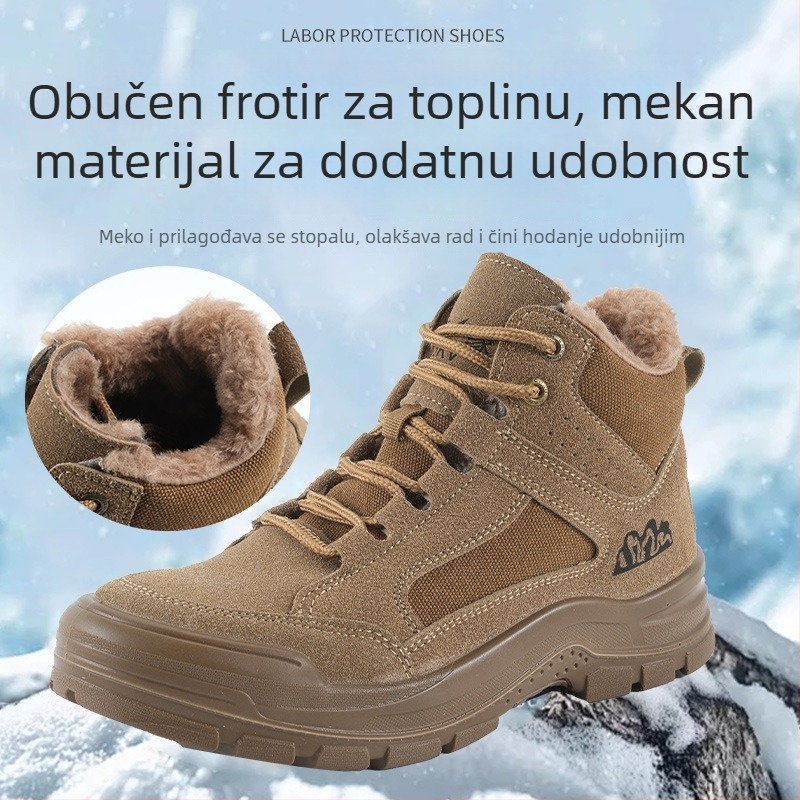 Zimske sigurnosne cipele za muškarce, visoko gornji dio, s fleec vrećom, izolacija 6KV, zaštita prstiju od plastično-čeličnog materijala, otpornost na udarce i proboj
