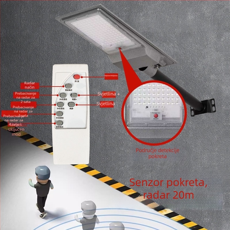 Solarna vanjska rasvjeta za kućni vrt – IP65 LED, 100W, 6V, Daljinski upravljač, Životni vijek 5–8 godina