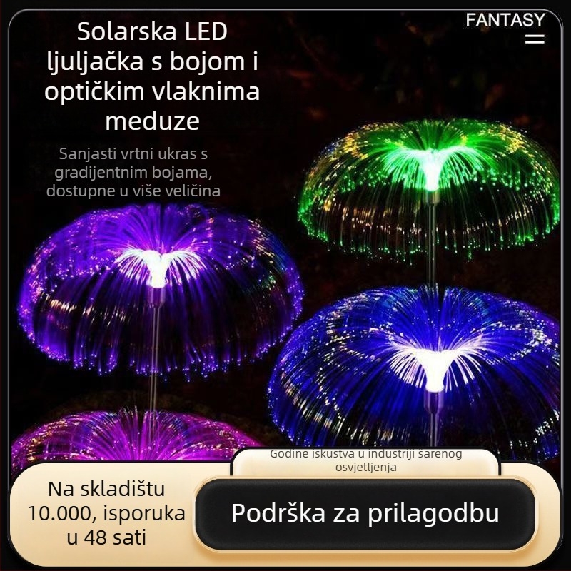 Solarno svjetlo u obliku meduze s optičkim vlaknima, silikon tijelo, IP65