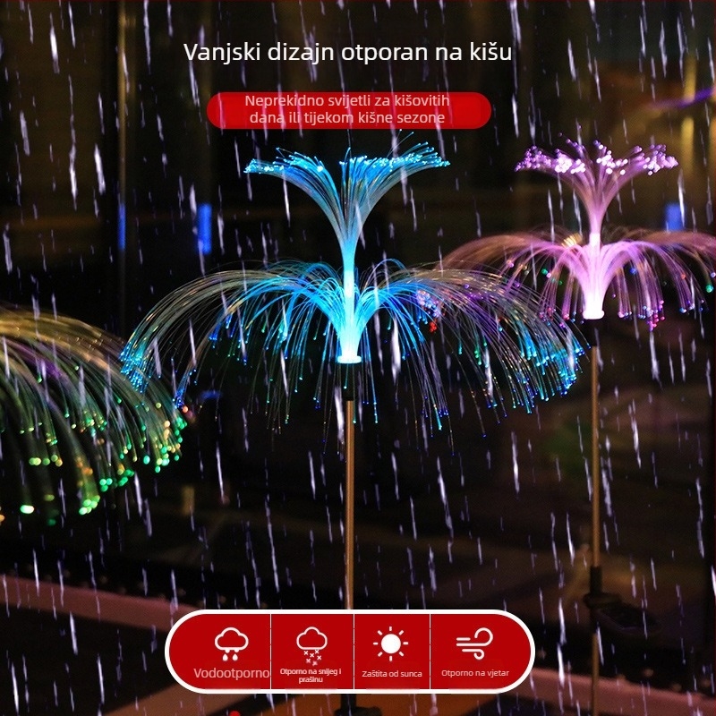 Solarno svjetlo u obliku meduze s optičkim vlaknima, silikon tijelo, IP65