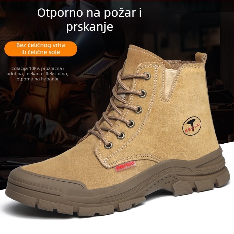 Visoke radne cipele s bezmetalnim vrhom, izolirane, prozračne, koža, zaštita od probijanja