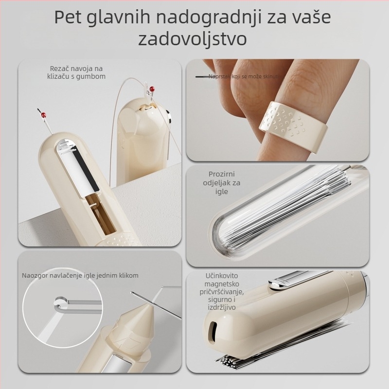 Pet u jednom alatu za niti – Prijenosni ručni šivaći alat za kućnu upotrebu, višenamjenski odabirač konca i rezač šavova