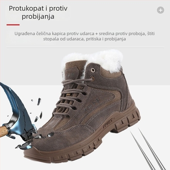 Zaštitne radne cipele s visokim gornjim dijelom, brušena koža (suede), čelična kapica za prste, izolirane, otpornost na udarce i probijanje