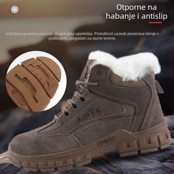 Zaštitne radne cipele s visokim gornjim dijelom, brušena koža (suede), čelična kapica za prste, izolirane, otpornost na udarce i probijanje