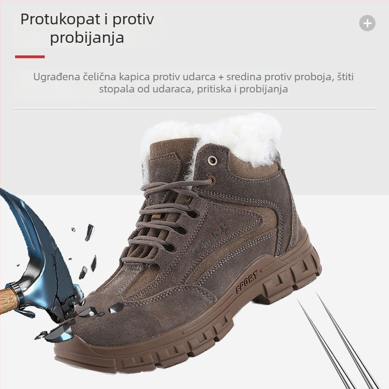 Zaštitne radne cipele s visokim gornjim dijelom, brušena koža (suede), čelična kapica za prste, izolirane, otpornost na udarce i probijanje