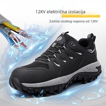 Langmeng muške sigurnosne cipele s izolacijom, za četiri sezone, mikrovlaknena koža + mreža, niski gležanj, otporne na udarce, otporne na probijanje, antistatične, 12KV električna izolacija
