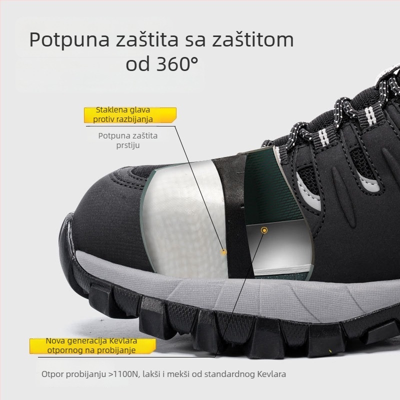 Langmeng muške sigurnosne cipele s izolacijom, za četiri sezone, mikrovlaknena koža + mreža, niski gležanj, otporne na udarce, otporne na probijanje, antistatične, 12KV električna izolacija