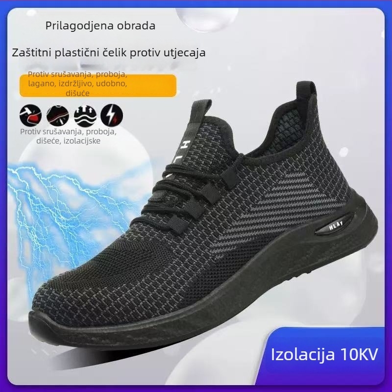 Električne sigurnosne cipele s izolacijom 10KV, zaštita od udara i probijanja, prozračan gornji dio od Fly-woven mreže, plastični vrh