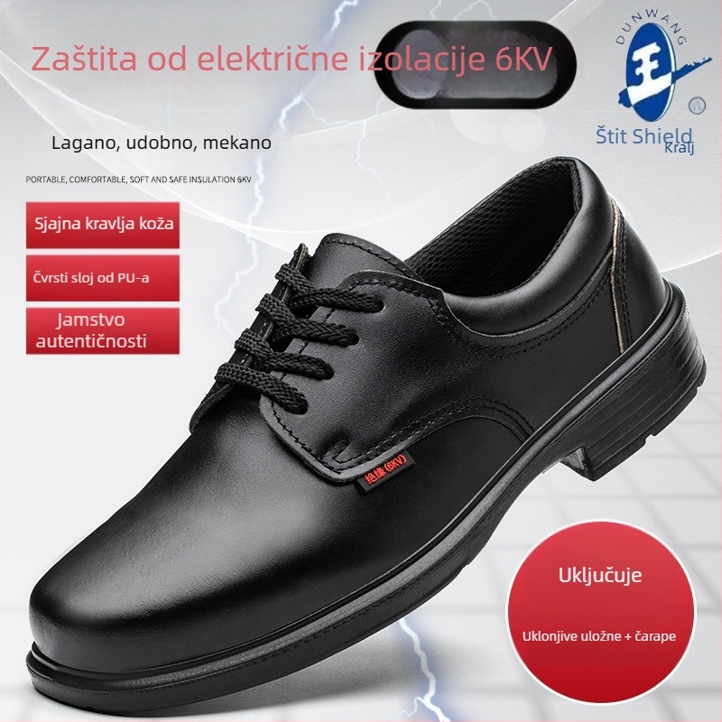 Zaštitne radne cipele – Izolirane 6kV, reljefna koža, niski gornji dio, protiv udara i probijanja, prozračne