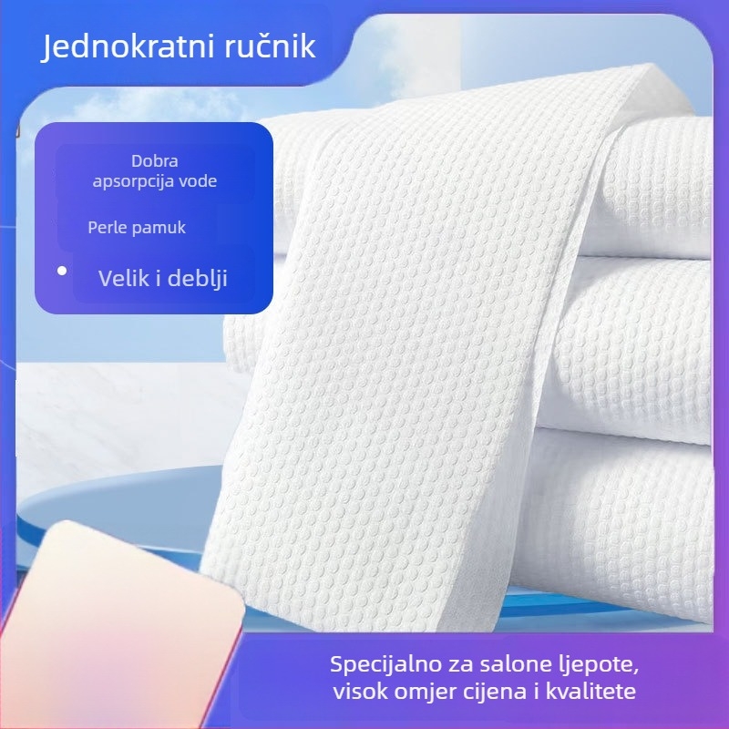 Za frizerske i kozmetičke salone – jednokratna, povećana i debela, pamuk, 80 g, brza apsorpcija 0-5s, s tiskanim logom