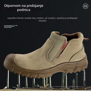 Visoke sigurnosne cipele za zavarivanje za muškarce – protiv probijanja i udara, nubuk koža, plastično-čelična kapica