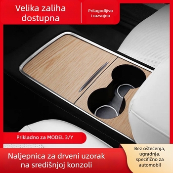 TPU zaštitni film za središnju konzolu Tesla Model 3/Y — mat karbonski uzorak, proziran, bez logotipa