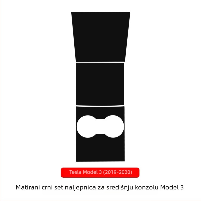 TPU zaštitni film za središnju konzolu Tesla Model 3/Y — mat karbonski uzorak, proziran, bez logotipa