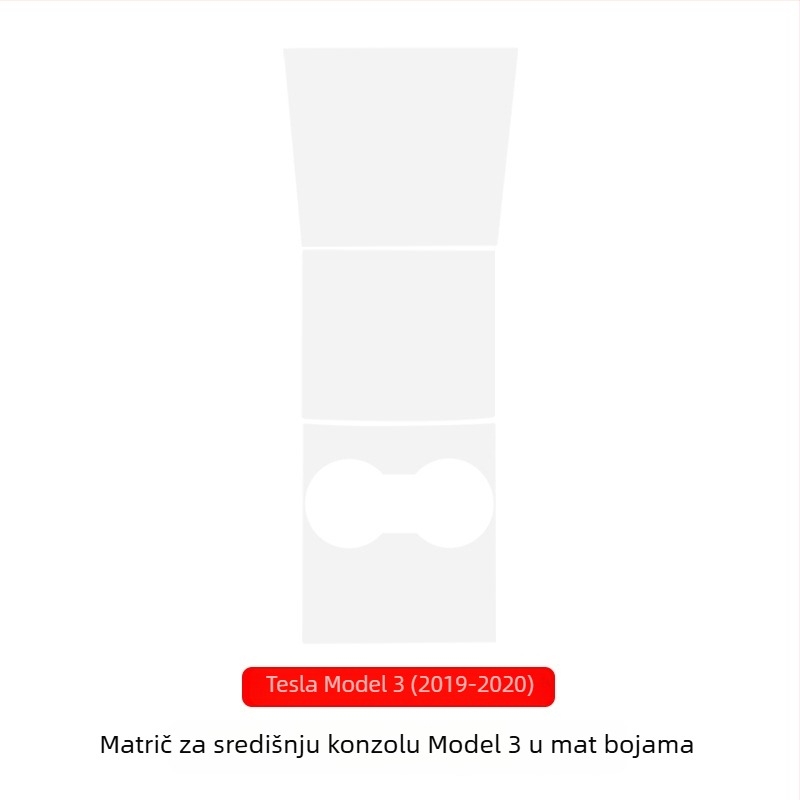TPU zaštitni film za središnju konzolu Tesla Model 3/Y — mat karbonski uzorak, proziran, bez logotipa