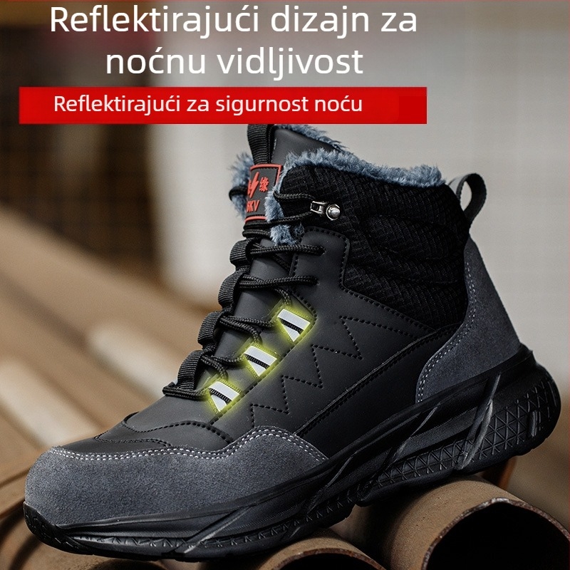 Zimske sigurnosne cipele za muškarce – otporne na udarce i probijanje, čelični nos, lagane i otporne, izolirana pamučna postava, gornji dio od nubuka, gumeni potplat, srednje visine