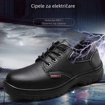 Izolirane električne radne cipele, koža i guma, niski gornji dio, protuklizne