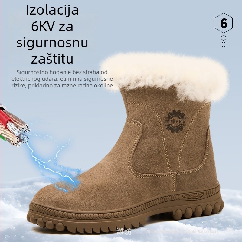 Zimske sigurnosne cipele s vunenom postavom, otporne na probijanje i udarce, visoki kožni gornji dio, izolirane i protuklizne