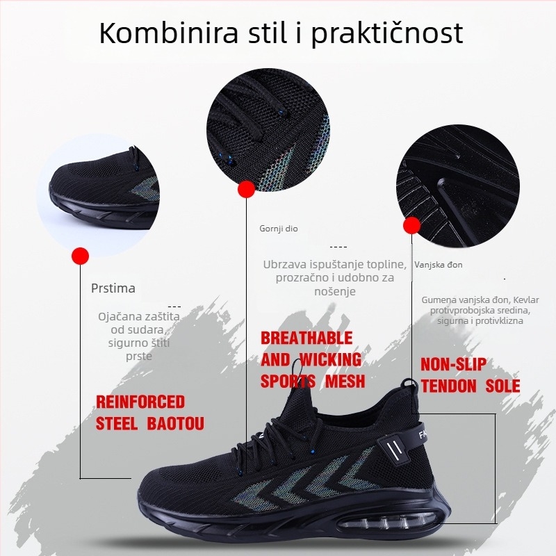 Sigurne cipele za električare, prozračne, otporne na udarce i probijanje, izdržljiva Fly-Knit tkanina, čelični prst