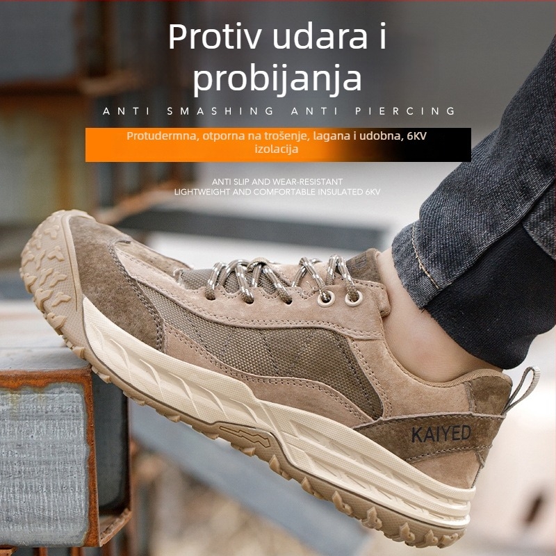 Sigurne radne cipele – otporne na udar i probijanje, gornji dio od nubuka, plastiko-čelična zaštita prstiju, ultra lagane i prozračne