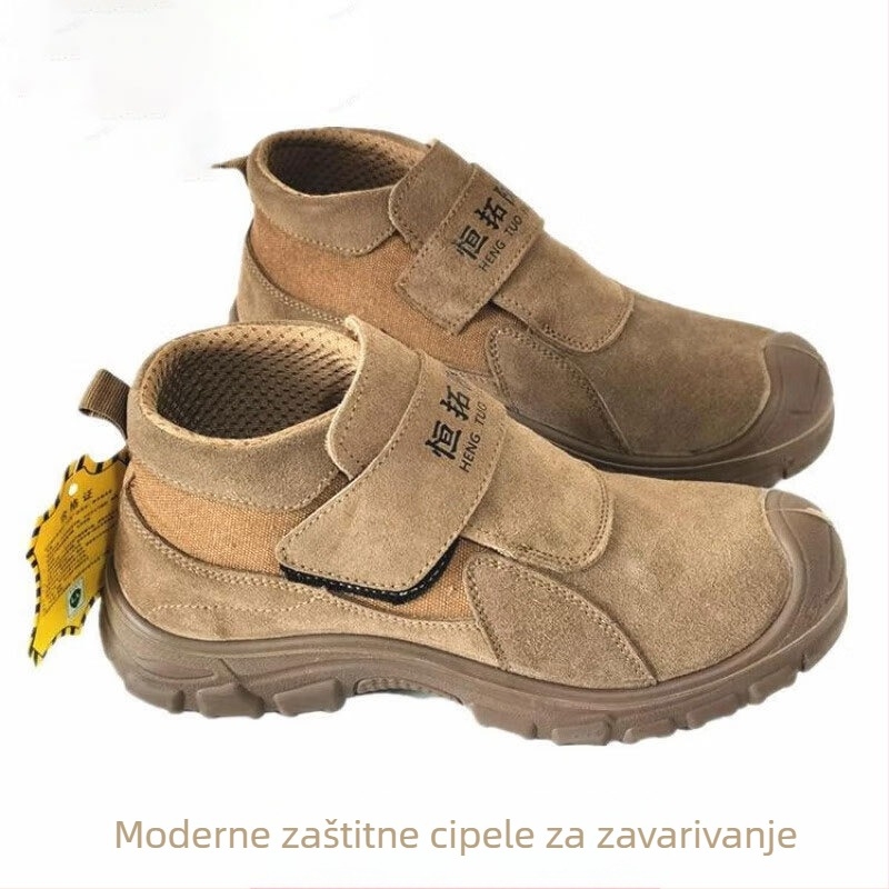 Hengtuo C05 Cipele za zaštitu pri zavarivanju s čeličnim prstom, otporne na udarce i probijanje, izolirane, srednje visine (suede + gumeni potplat)
