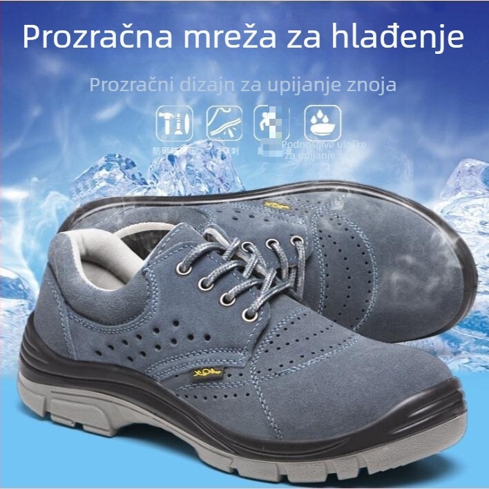 Izolirane radne cipele, nubuk koža i platno, niski gornji dio