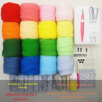 Set alata za ubodavanje od vune filc za početnike - DIY materijalni paket za ručne radove - 70s vunene trake