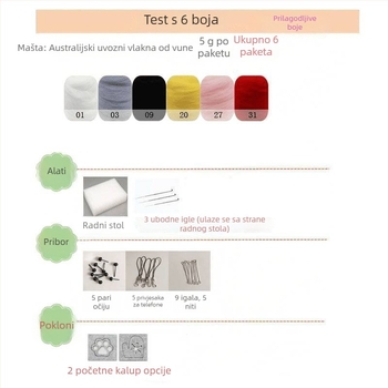 Set alata za ubodavanje od vune filc za početnike - DIY materijalni paket za ručne radove - 70s vunene trake