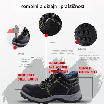 Muške cipele za zaštitu na radu – sve sezone, visoki gornji dio, koža od mikrovlakna, čelični vrh, otpornost na udarce i probijanje, izolirane