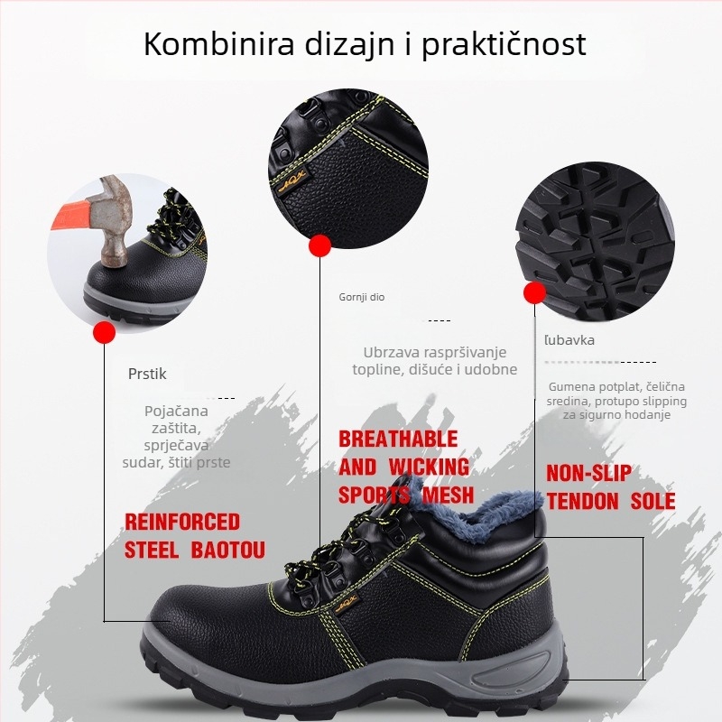 Muške cipele za zaštitu na radu – sve sezone, visoki gornji dio, koža od mikrovlakna, čelični vrh, otpornost na udarce i probijanje, izolirane