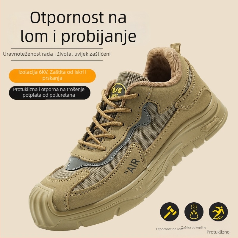 Zaštitne radne cipele s otpornošću na udarce i perforaciju, prozračne, protuklizne, otporne na habanje, koža od mikrovlakana, čelični vrh