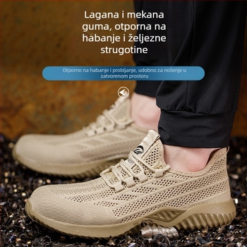 Sigurne radne cipele s zaštitom od udara i probijanja, prozračni mrežasti gornji dio, plastično-čelična kapica, Kevlar srednja potplat